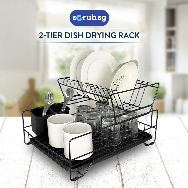 2-Tier Dish Drying Rack | Kitchen Rack | Utensil Holder | Sleek Design